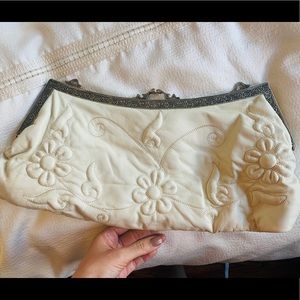Ivory Leather Clutch